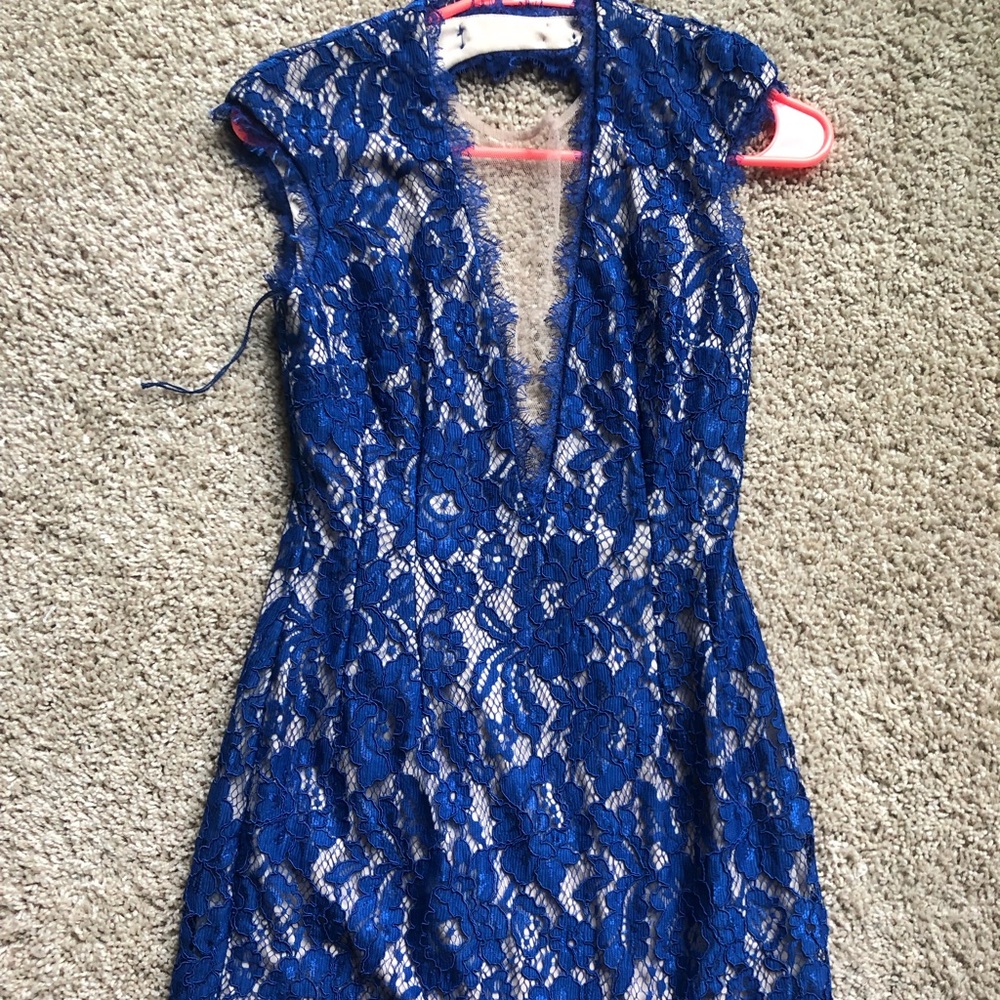 Cocktail dress deep v with mesh over open back